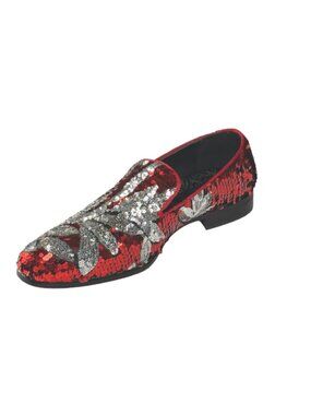 After Midnight 6733 Men’s Red Sequin Smoking Slip-on Dress Loafers